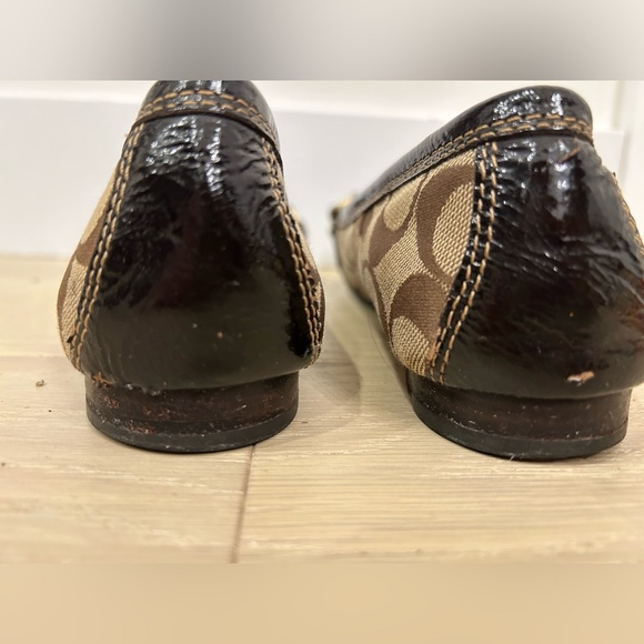 Coach Katrin Brown Logo Slip-On Flats with Gold Accents - Picture 3 of 5